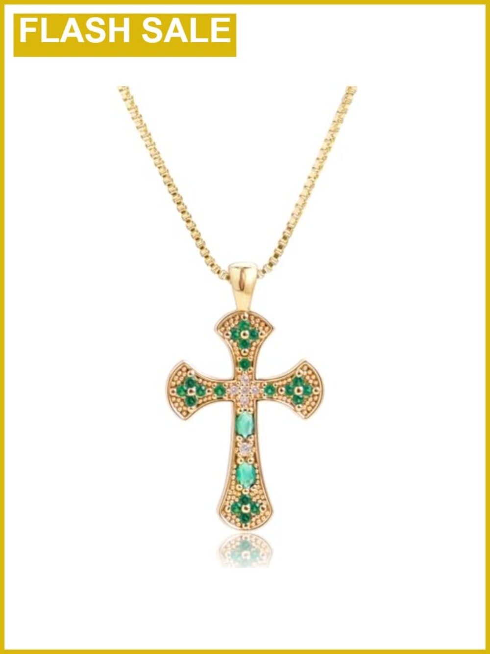 14K Gold Plated Cross Necklace Zircon Pendant Adjustable Women Christian Gift